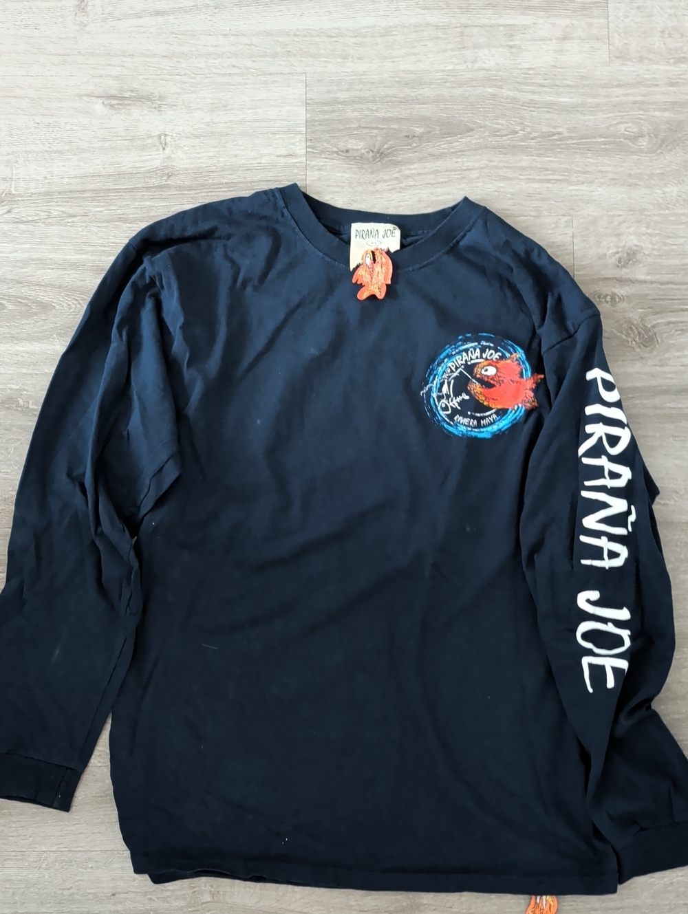 Pirana Joe Men's Long Sleeve Logo Tee - Navy